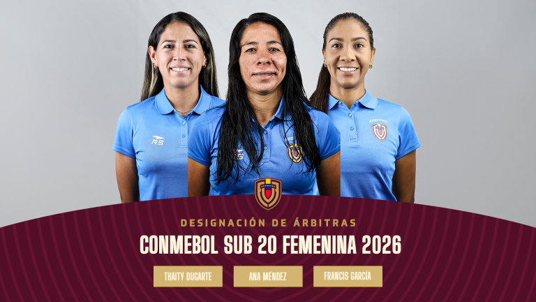 Conmebol designa a equipo arbitral venezolano para el sub-20 femenino 2026