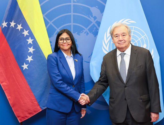 Delcy Rodríguez se reunió con el secretario general Antonio Guterres
