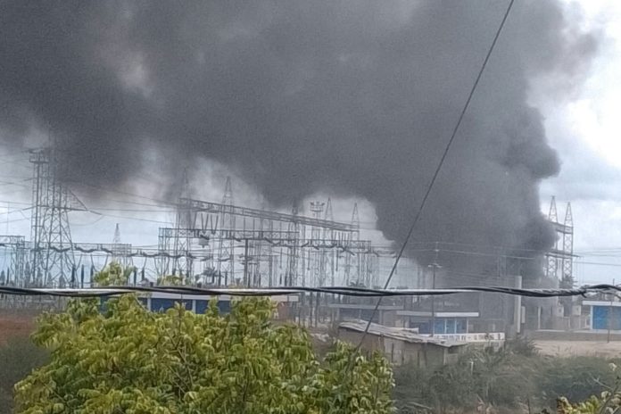 Bomberos extinguieron fuego en la subestación eléctrica El Manzano en Lara